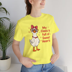 Teacher Valentine T-Shirt — "My Class Is Full of Sweet Hearts" Cute Duck Design