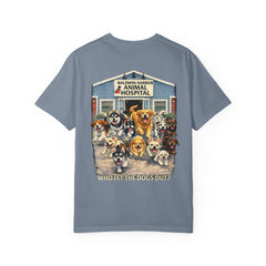 Back Graphic "Who Let the Dogs Out?" Baldwin Harbor Animal Hospital Cute Vet Clinic T Shirt