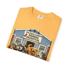 Pitbull Added "Who Let the Dogs Out?" Baldwin Harbor Animal Hospital Cute Vet Clinic T Shirt