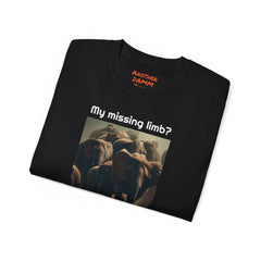 My Missing Limb? It Was Stampeding Elephants! - Unisex Ultra Cotton Tee | Leg Amputee, Limb Awareness, Amputee Gag, Arm Amputee, Amputee Fun