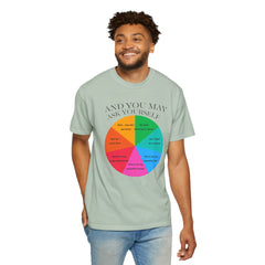 Motivational Talking Head Unisex Garment-Dyed T-Shirt - "And You May Ask Yourself"