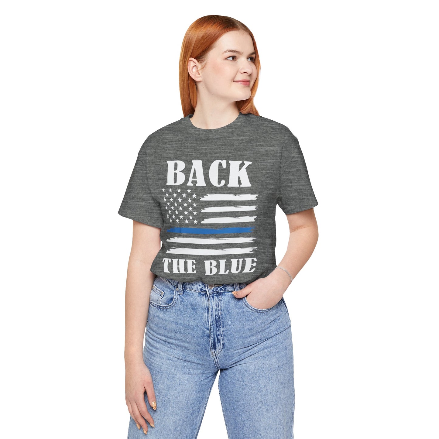 BACK THE BLUE Flag, Graphic Unisex Short Sleeve Tee