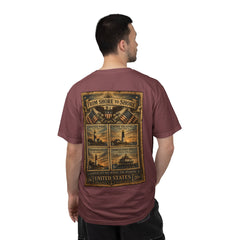 From Shore To Shore Lighthouse Series T Shirt -  Scenic Vintage Postage Stamps