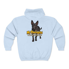 Personalized with your dogs image Zip Hoodie — "My Therapist Has a Wet Nose" Graphic
