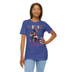 American Cowgirl, Playing Guitar Graphic, Unisex Jersey Short Sleeve Tee