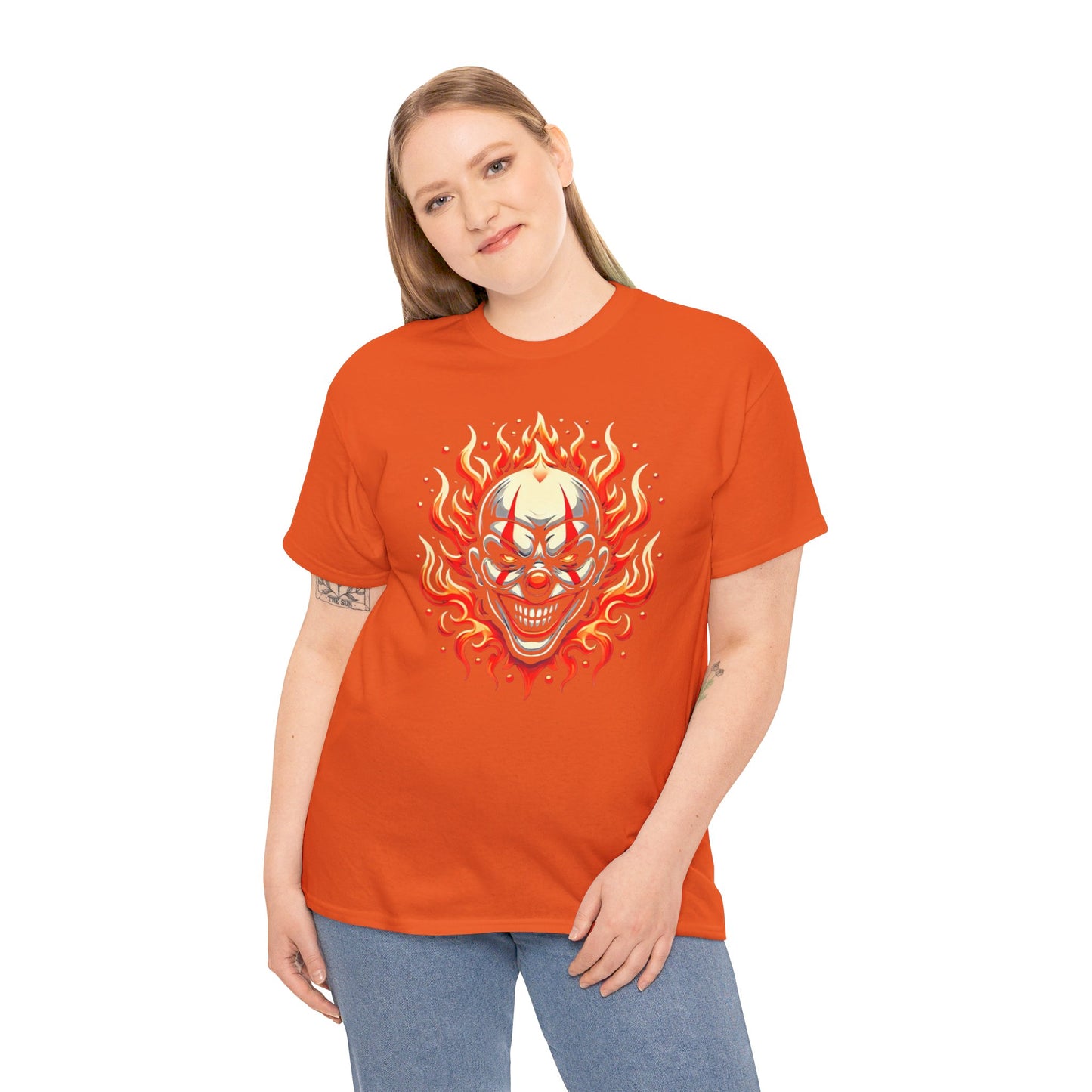 Flaming Fire Clown - Graphic Unisex Heavy Cotton Tee