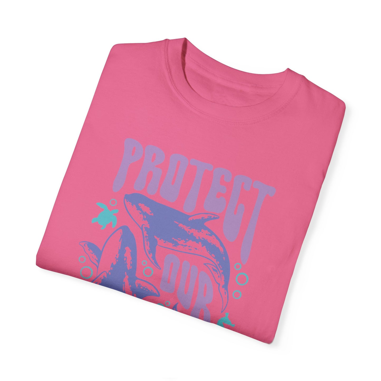 Whales, Protect Our Ocean -  Graphic Unisex Garment-Dyed T-shirt