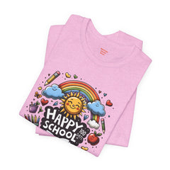 HAPPY 100 DAYS of SCHOOL - Unisex Short Sleeve Tee | Elementary School Holiday, Teacher Apparel, Kids Motivation, Days Checked Off, 100 Days