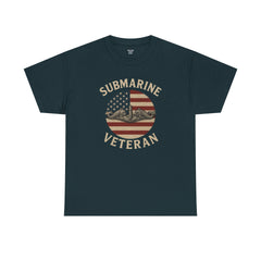 Submarine Veteran American Flag Tee | Unisex Heavy Cotton T-Shirt, Military Apparel, Veteran Gift, Patriotic Top, Casual Wear