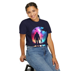 Bigfoot & Alien Nightscape T-Shirt — Sasquatch UFO Graphic Tee
