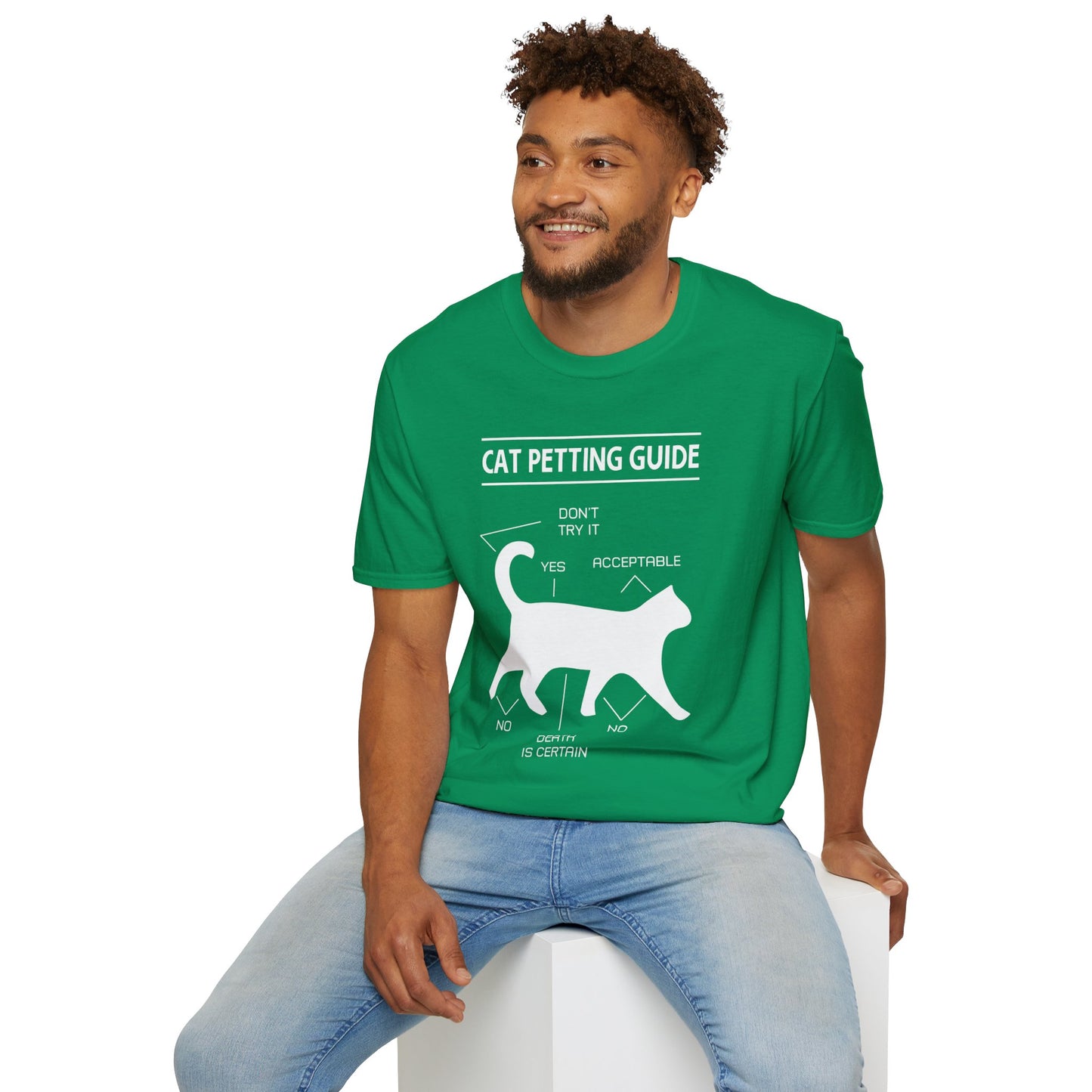 Cat Petting Guide Quote, Unisex Softstyle Graphic T-Shirt