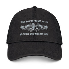 US Navy Submarine Breast Insignia Cap, Submarine Dolphins, Once You've Earned These I Trust You With My Life
