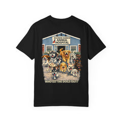 Back Graphic "Who Let the Dogs Out?" Baldwin Harbor Animal Hospital Cute Vet Clinic T Shirt
