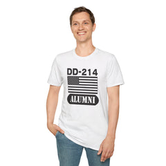 DD-214 Alumni with American Flag  Unisex Softstyle T-Shirt