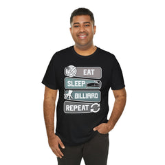 Eat Sleep Billard Repeat - Graphic Unisex Jersey Short Sleeve Tee