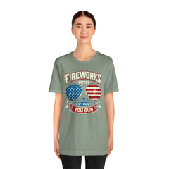 Fireworks Expert, If I Run You Run, Sunglasses  Graphic, Unisex Jersey Short Sleeve Tee