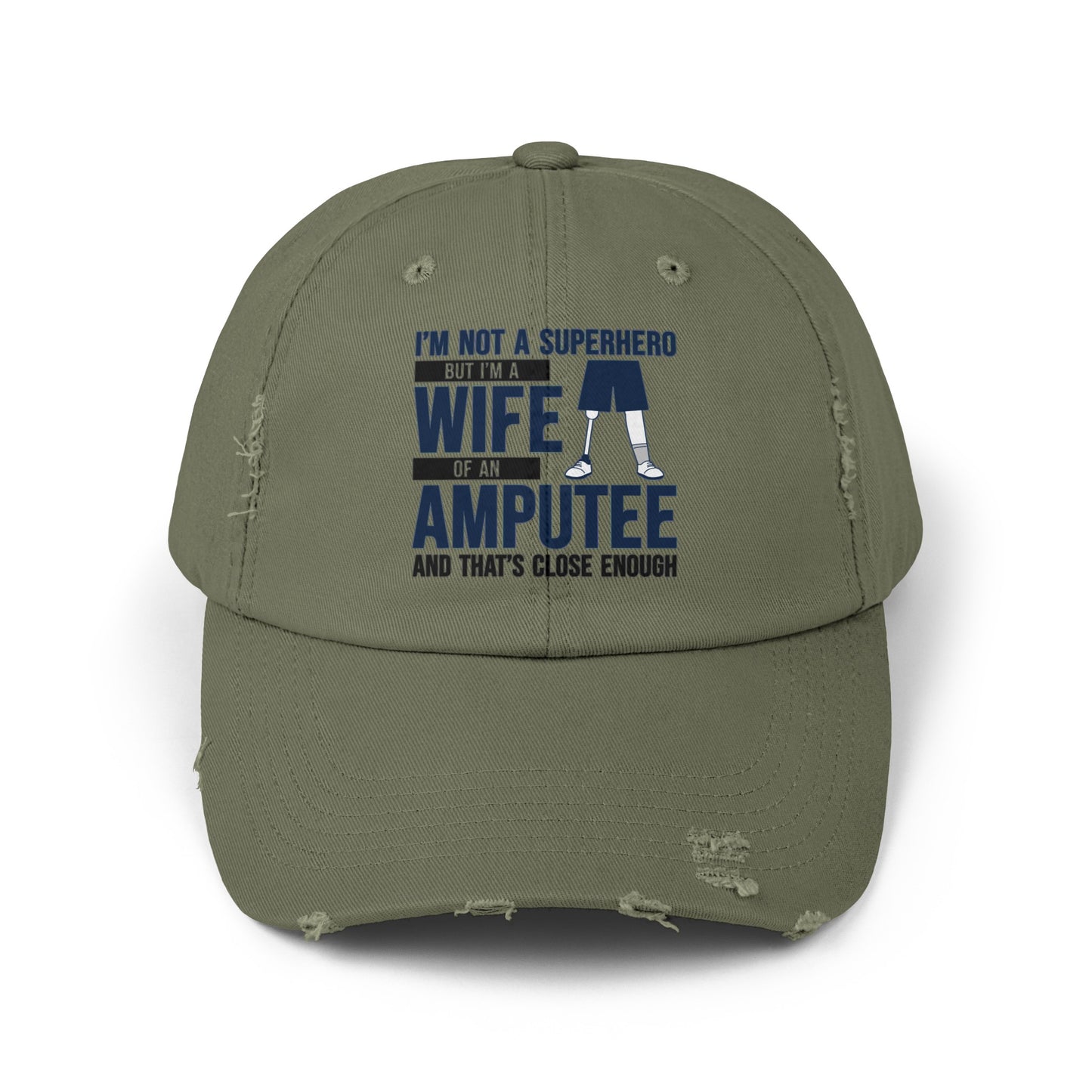 Amputee humor cap, Super Hero Wife Of An Amputee, distressed hat, funny amputee cap, amputee awareness gift, recovery encouragement gift