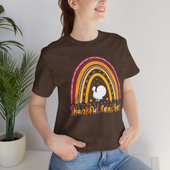Thankful Teacher T‑Shirt – Retro Rainbow Turkey Teacher Appreciation Tee
