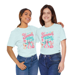 Summer Vibes Tee — Pastel Seashell Bow Beach T-Shirt
