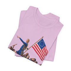 Historical Fever Patriot T‑Shirt — Revolutionary Flag Rowboat Design
