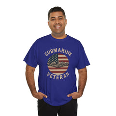 Submarine Veteran American Flag Tee | Unisex Heavy Cotton T-Shirt, Military Apparel, Veteran Gift, Patriotic Top, Casual Wear