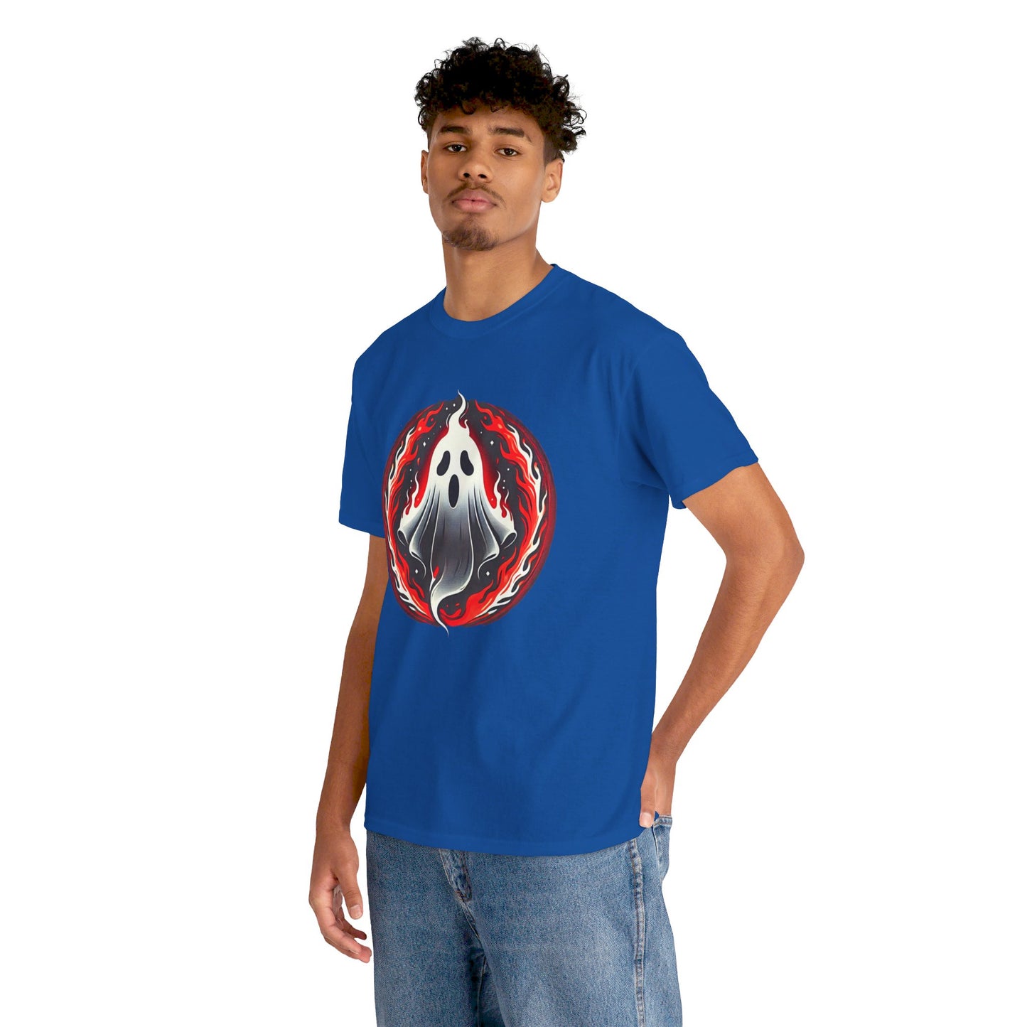 Fiery Fire Ghost - Graphic Unisex Heavy Cotton Tee