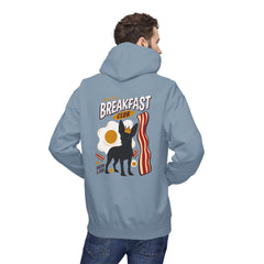 Breakfast Club Hoodie — Cute Black Dog, Bacon & Egg Graphic Pullover