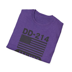 DD-214 Alumni with American Flag  Unisex Softstyle T-Shirt