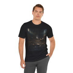 Abandoned Library Photo Tee — Dark Urban Gothic Bookstore Scene T-Shirt