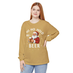 Festive Santa Claus Long Sleeve T-Shirt - "Ho Ho Hold My Beer"