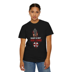 Horror Gaming T-Shirt — "Ready or Not Here I Come!" Umbrella Corp Design