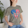 Red White and Blue Heart with Jets Graphic, Unisex Jersey Short Sleeve Tee