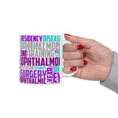 Ophthalmology Word Cloud Ceramic Mug — Eye Doctor Resident Gift (11oz/15oz)