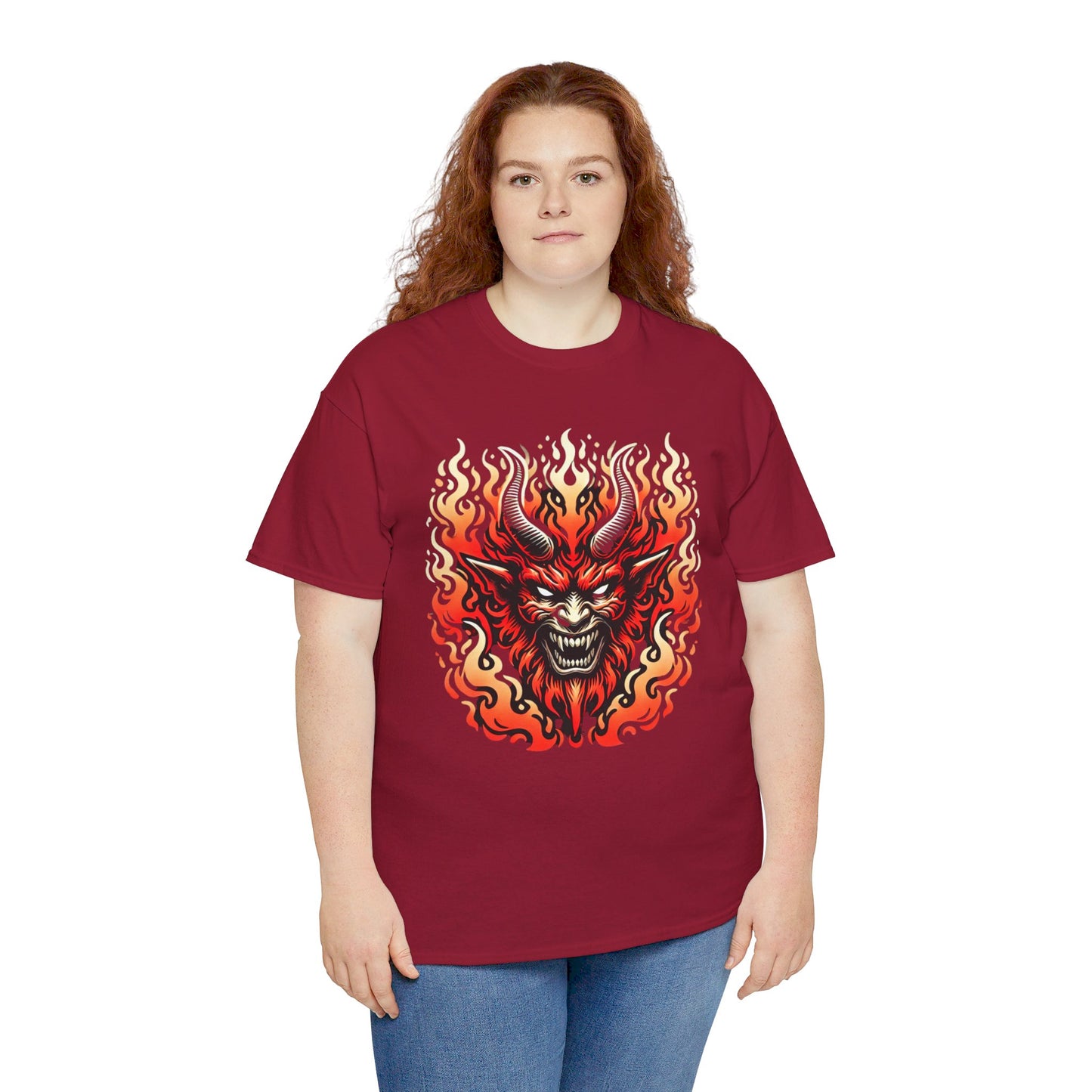 Fiery Fire Demon - Graphic Unisex Heavy Cotton Tee