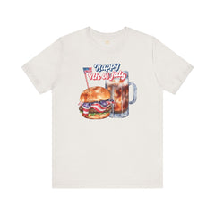 Happy 4th Of July Burger and Mug Graphic, Unisex Jersey Short Sleeve Tee
