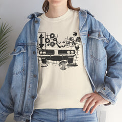 Abstract Retro Racing Car Unisex Heavy Cotton Tee | Perfect for Car Enthusiasts, Father's Day Gift, Casual Wear, Vintage Style, Unique Graphic Shirt