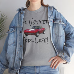 Red Corvette Summer Unisex Tee - I'm Vetted For Life Front and Back Image T Shirt