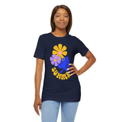 Summer Floral Tee — Retro Flowers & Monstera Design