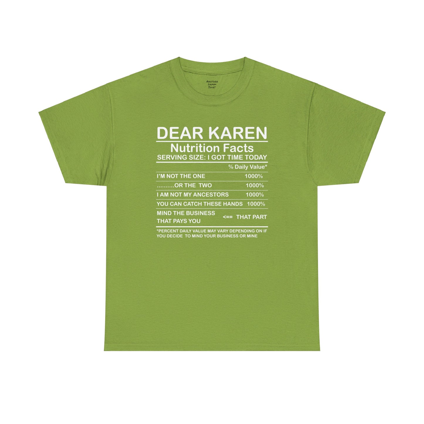 Karen Nutritional Facts Unisex Heavy Cotton Tee