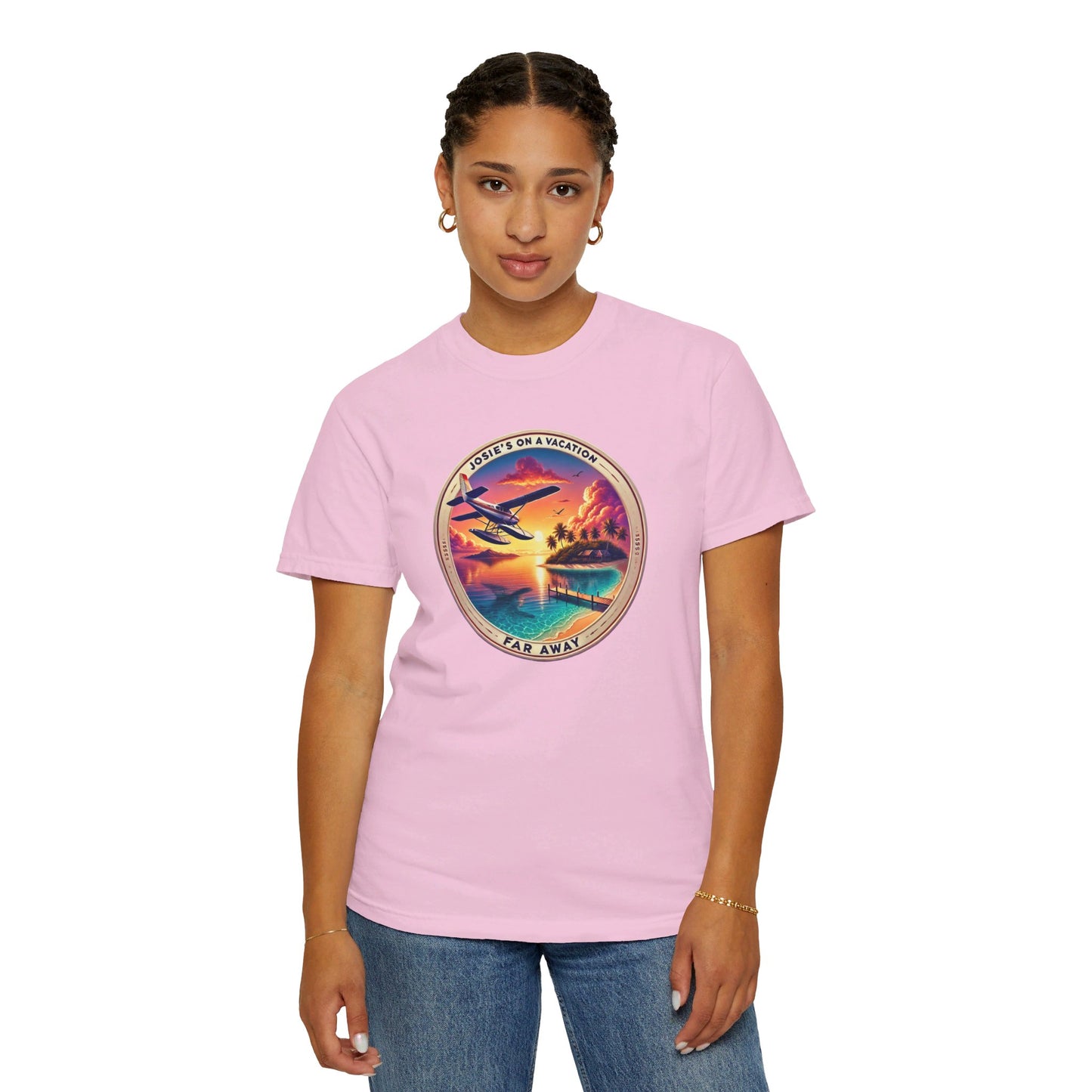 Josies On A Vacation Far Away Graphic Unisex Garment-Dyed T-shirt