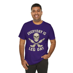 Fitness Tee | Leg Amputee Funny Skull, Everyday Leg Day Gym Shirt, Workout Top