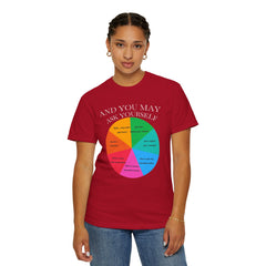 Motivational Talking Head Unisex Garment-Dyed T-Shirt - "And You May Ask Yourself"