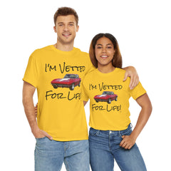 Red Corvette Summer Unisex Tee - I'm Vetted For Life Front and Back Image T Shirt