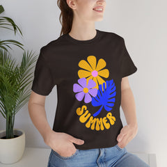 Summer Floral Tee — Retro Flowers & Monstera Design