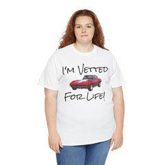 Red Corvette Summer Unisex Tee - I'm Vetted For Life Front and Back Image T Shirt
