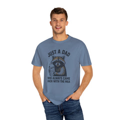 Just a Dad Raccoon T-Shirt | Garment-Dyed Tee for Father’s Day, Dad Gift, Animal Lover Shirt, Funny Dad Apparel, Gift for New Dads