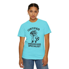 Certified Shenanigans Specialist T-shirt, Funny Tee, Unique Gift for Raccoon Lovers, Casual Wear, Birthday, Party Shirt