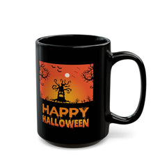 Happy Halloween Tree Monster - Graphic Black Mug (11oz, 15oz)