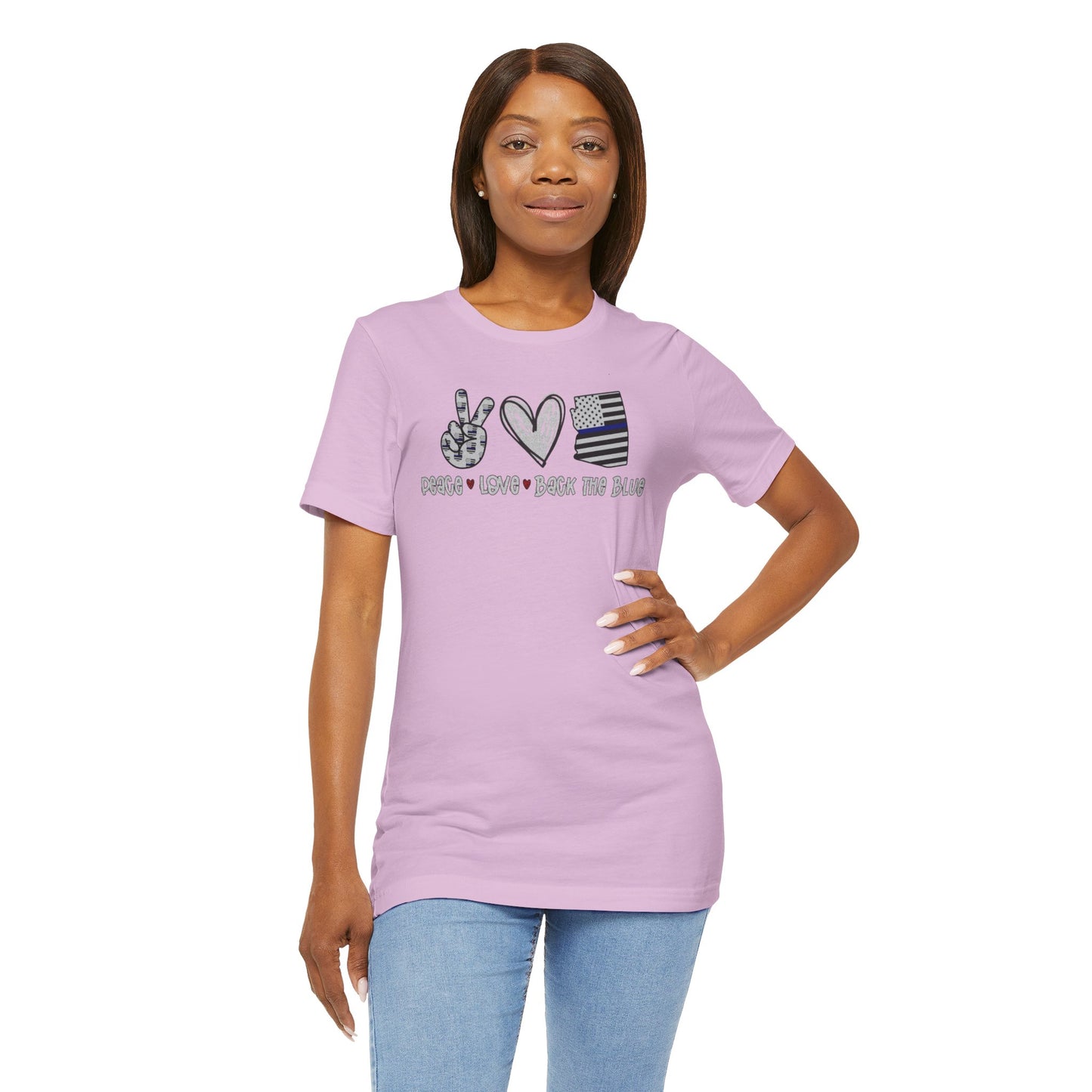 Peace Love Back The Blue in Arizona, Graphic Unisex Short Sleeve Tee