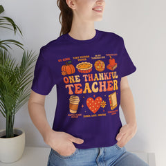 One Thankful Teacher T‑Shirt – Fall and Thanksgiving  Teacher Appreciation Tee